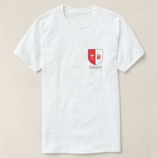Minimalistische Booze Shield Crest T-shirt (Design voorkant)