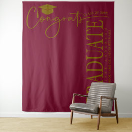 Minimalistische Bordeaux Gouden Gefeliciteerd Afge Wandkleed