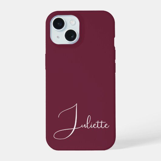 Minimalistische bordeaux wijn gepersonaliseerd iPhone 15 case (Achterkant)
