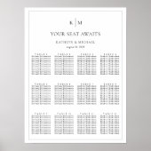 Minimalistische Border Bruiloft 12 Tafel Zitkaarte Poster (Voorkant)