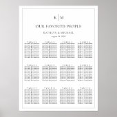 Minimalistische Border Bruiloft 12 Tafel Zitkaarte Poster (Voorkant)