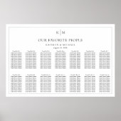 Minimalistische Border Bruiloft 14 Tafel Zitkaarte Poster (Voorkant)