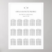 Minimalistische Border Bruiloft 15 Tafel Zitkaarte Poster (Voorkant)