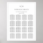 Minimalistische Border Bruiloft 16 Tafel Zitkaarte Poster (Voorkant)