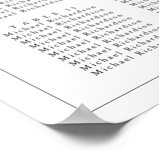 Minimalistische Border Bruiloft 16 Tafel Zitkaarte Poster (Hoek)