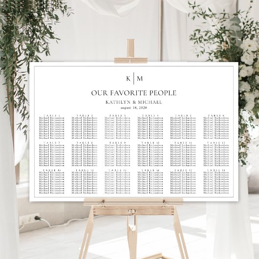 Minimalistische Border Bruiloft 18 Tafel Zitkaarte Poster