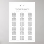 Minimalistische Border Bruiloft 18 Tafel Zitkaarte Poster (Voorkant)