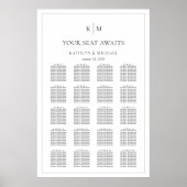 Minimalistische Border Bruiloft 20 Tafel Zitkaarte Poster (Voorkant)