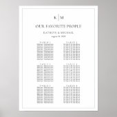 Minimalistische Border Bruiloft 6 Tafel Zitkaarten Poster (Voorkant)