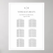 Minimalistische Border Bruiloft 6 Tafel Zitkaarten Poster (Voorkant)