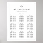 Minimalistische Border Bruiloft 9 Tafel Zitkaarten Poster (Voorkant)