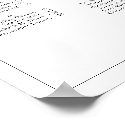 Minimalistische Border Bruiloft Alfabetische zitpl Poster (Hoek)