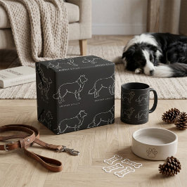 Minimalistische Border Collie Lijn Kunst Honden Gr Cadeaupapier
