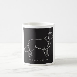 Minimalistische Border Collie lijn kunst honden gr Koffiemok