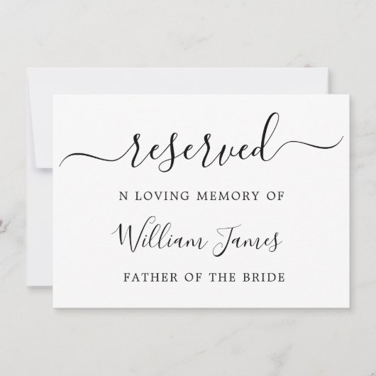 Minimalistische Bordjes voor gereserveerde stoelen Kaart (Voorkant)