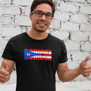 Minimalistische Boricua Puerto Ricaanse Vlag Typog T-shirt
