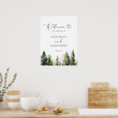 Minimalistische bos pijnbomen bruiloft welkom poster (Keuken)