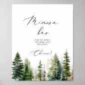 Minimalistische bos pijnbomen mimosa bar teken poster (Voorkant)