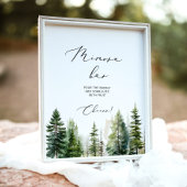 Minimalistische bos pijnbomen mimosa bar teken poster