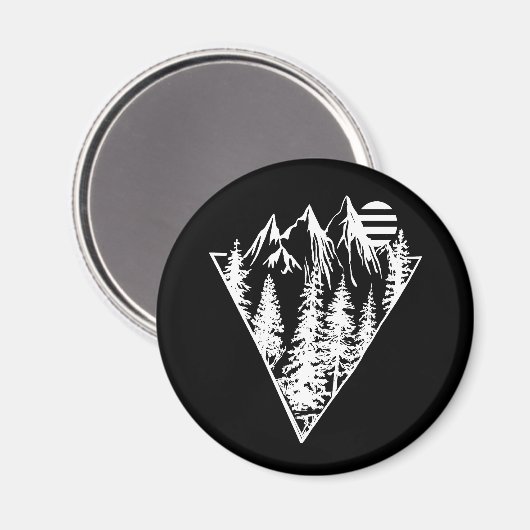 Minimalistische bosscène met dennenbomen magneet (Voorkant / Achterkant)