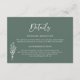 Minimalistische Botanicals Sage Groene Bruiloft De Informatiekaartje