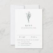 Minimalistische Botanicals Sage Groene Bruiloft RSVP Kaartje (Voorkant)