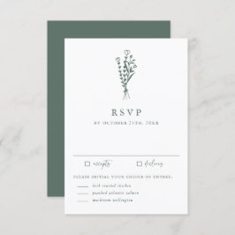 Minimalistische Botanicals Sage Groene Bruiloft RSVP Kaartje