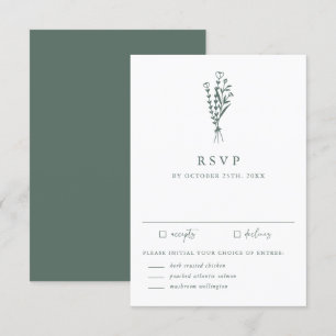 Minimalistische Botanicals Sage Groene Bruiloft RSVP Kaartje