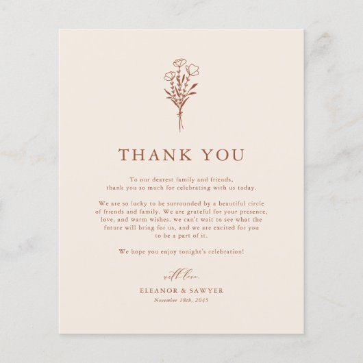 Minimalistische Botanicals Terracotta bruiloft Dan (Voorkant)