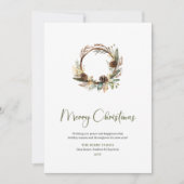 Minimalistische botanische aangepaste kerstgroet feestdagenkaart (Voorkant)