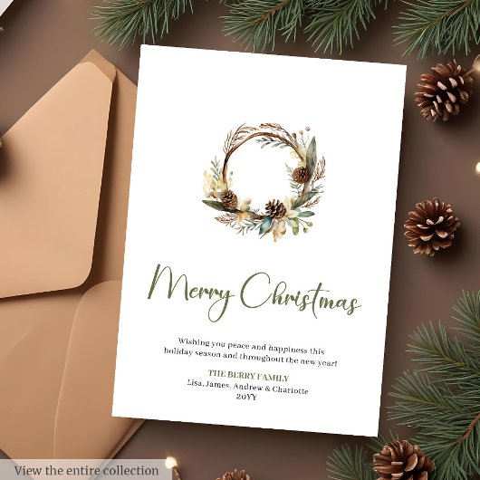Minimalistische botanische aangepaste kerstgroet feestdagenkaart