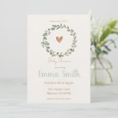 Minimalistische botanische babyshower uitnodiging (Staand voorkant)
