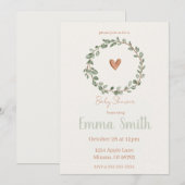 Minimalistische botanische babyshower uitnodiging (Voorkant / Achterkant)