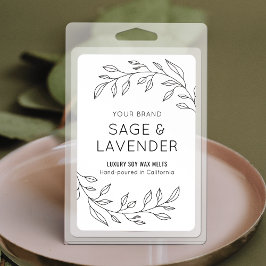 Minimalistische Botanische bladeren Wax smeltlabe Voedselcontainer Etiket