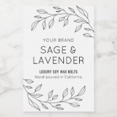 Minimalistische Botanische bladeren Wax smeltlabe Voedselcontainer Etiket (Enkel label)