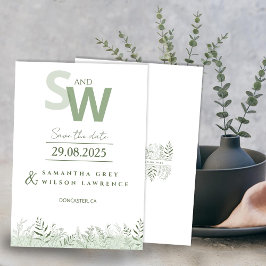 Minimalistische Botanische Bladerige Save the Date Kaart