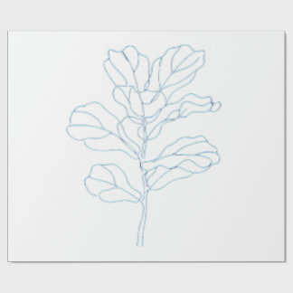 Minimalistische botanische bladlijn kunst verpakki cadeaupapier