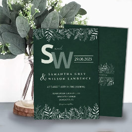 Minimalistische botanische bladrijke trouwuitnodig kaart