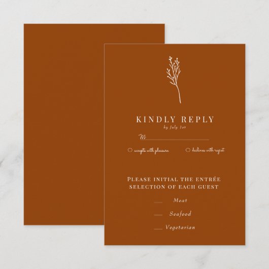 Minimalistische Botanische Bloemen | Bloem chique  RSVP Kaartje (Voorkant / Achterkant)