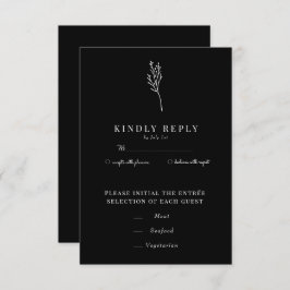 Minimalistische Botanische Bloemen | Bloem chique RSVP Kaartje