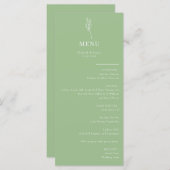 Minimalistische Botanische Bloemen | Huwelijksmenu Menu (Voorkant / Achterkant)