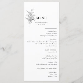 Minimalistische Botanische Bloemen | Huwelijksmenu Menu