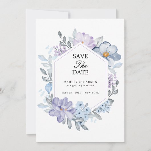Minimalistische Botanische Bloemen Romantische bru Save The Date (Voorkant)