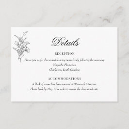 Minimalistische Botanische Bloemen | Trouwgegevens Informatiekaartje