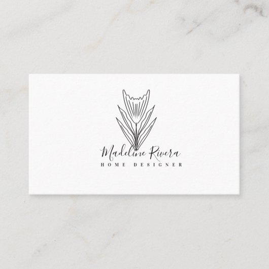 Minimalistische Botanische Bloemige Zakelijke Kaar Visitekaartje (Voorkant)