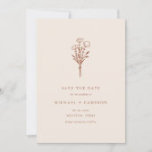 Minimalistische Botanische Boeket Terracotta QR Co Save The Date (Voorkant)