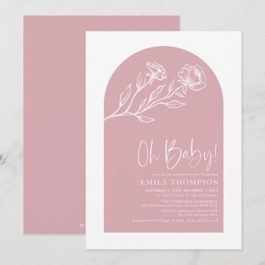 Minimalistische Botanische Boho Boog Meisje Baby S Kaart (Voorkant / Achterkant)