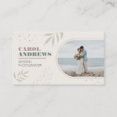 Minimalistische botanische bruiloft fotograaf foto visitekaartje (Voorkant)