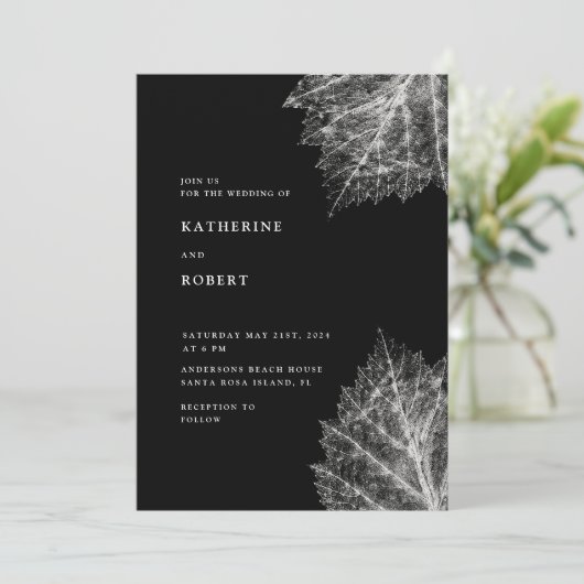 Minimalistische Botanische bruiloft uitnodiging (Staand voorkant)