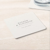 Minimalistische botanische bruiloft | Warm Wit Kartonnen Onderzetters (Schuin)